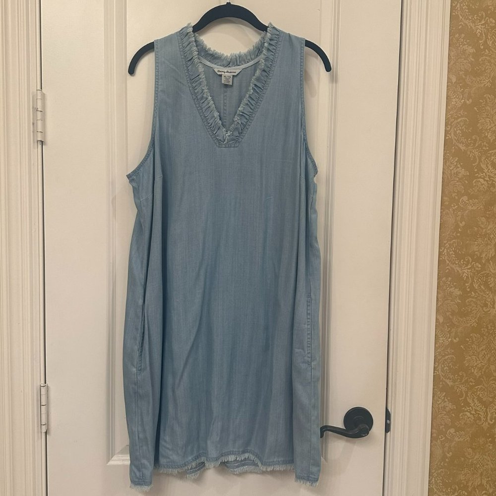 EUC Tommy Bahama Chambray Ruffle Dress